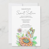 バースデーパーティーバタフライテーマ 招待状 (正面)