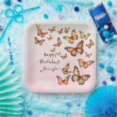 バースデーパーティーバタフライ紙プレート ペーパープレート (パーティー)