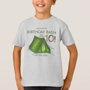 バースデーパーティーバッシュキャンプテントスリーポバーキャンプ Tシャツ