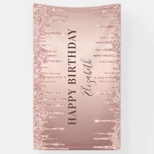 バースデーパーティーバラ金ゴールドグリッターモノグラムラグジュアリー 横断幕 (縦)