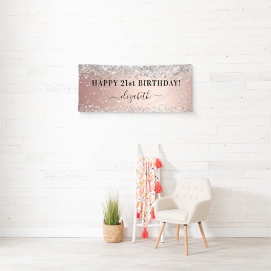 バースデーパーティーバラ金ゴールドシルバーグリッタースパークル 横断幕 (インサイチュ)