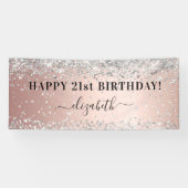 バースデーパーティーバラ金ゴールドシルバーグリッタースパークル 横断幕 (横)