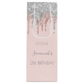 バースデーパーティーバラ金ゴールドピンクグリッター銀 ワインギフトバッグ (正面)