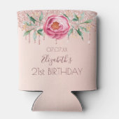 バースデーパーティーバラ金ゴールド赤面ピンクフローラ 缶クーラー (裏面)