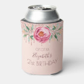 バースデーパーティーバラ金ゴールド赤面ピンクフローラ 缶クーラー (缶裏面)
