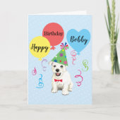 バースデーパーティーバルーンのウェスティーカード カード (正面)