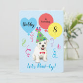 バースデーパーティーバルーンウェスティー招待状 招待状 (スタンド正面)