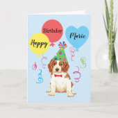 バースデーパーティーバルーンウェルシュスリンガースパニエル犬 カード (正面)