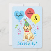 バースデーパーティーバルーンゴールデンレトリバー 招待状 (正面)