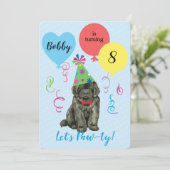 バースデーパーティーバルーンニューファンドランド招待状 招待状 (スタンド正面)