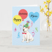 バースデーパーティーバルーンブルテリア カード (黄色い花)