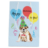 バースデーパーティーバルーンブルドッグ中抱き枕 ミディアムペーパーバッグ (裏面)