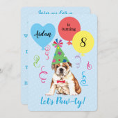 バースデーパーティーバルーンブルドッグ招待状 招待状 (正面/裏面)