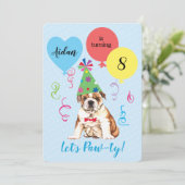 バースデーパーティーバルーンブルドッグ招待状 招待状 (スタンド正面)