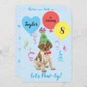 バースデーパーティーバルーンボルゾイ招待状 招待状 (正面/裏面)