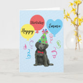 バースデーパーティーバルーン平塗りレトリバー カード (黄色い花)