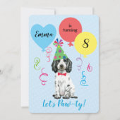 バースデーパーティーバルーン英語コッカースパニエル犬 招待状 (正面)