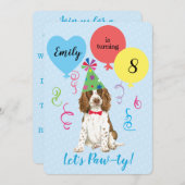 バースデーパーティーバルーン英語スリンガースパニエル犬 招待状 (正面/裏面)