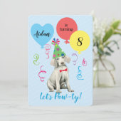 バースデーパーティーバルーンWeimaraner招待状 招待状 (スタンド正面)