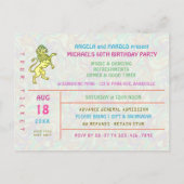 バースデーパーティーバンドコンサートチケットネオンレトロ70s ポストカード (裏面)