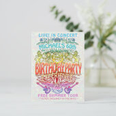 バースデーパーティーバンドコンサートチケットネオンレトロ70s ポストカード (スタンド正面)