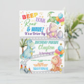 バースデーパーティーパレードを恐竜がドライブする 招待状 (スタンド正面)