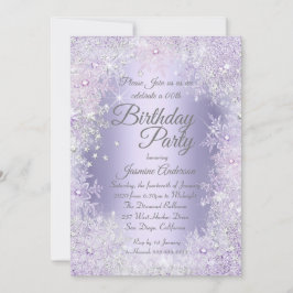 バースデーパーティーパープルシルバーウィンターワンダーランド 招待状