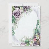 バースデーパーティーパープルフローラグリーンエレガントリーフ 招待状 (裏面)