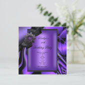 バースデーパーティーパープル抽象芸術ジュエルブラックボウ 招待状 (スタンド正面)