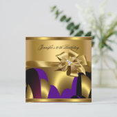 バースデーパーティーパープル金ゴールド抽象芸術 招待状 (スタンド正面)