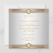バースデーパーティーパールコーヒークリーム金ゴールド 招待状 (裏面)