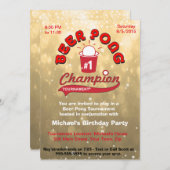 バースデーパーティービールポン 招待状 (正面/裏面)