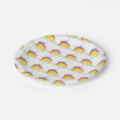 バースデーパーティーピンクイエローレイヤーケーキスライスグルメ ペーパープレート (アングル)