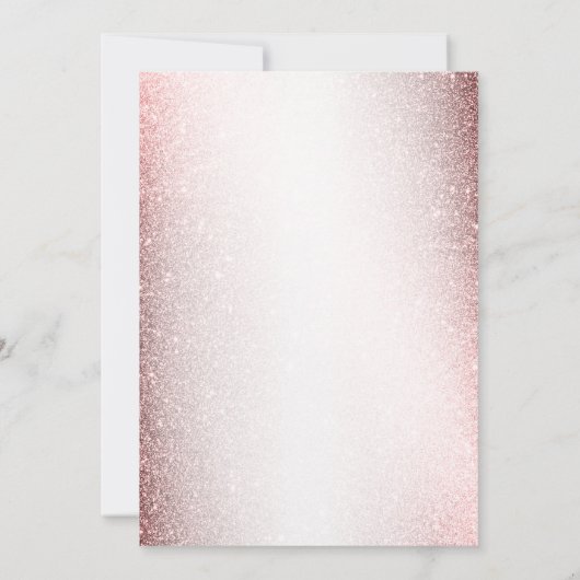 バースデーパーティーピンクウォーターカラーフラワーズグリッター 招待状 (裏面)