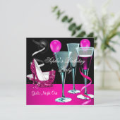 バースデーパーティーピンクシューフリートワインスティレット 招待状 (スタンド正面)