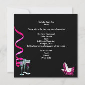 バースデーパーティーピンクシューフリートワインスティレット 招待状 (裏面)