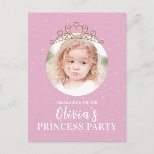 バースデーパーティーピンクフォトプリンセスシンプルかわいい ポストカード (正面)