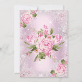 バースデーパーティーピンクフローラウィンターワンダーランド 招待状 (裏面)