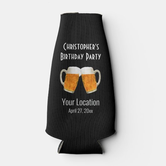 バースデーパーティーフェイスビール応援モダンタイポグラフィ ボトルクーラー (正面)