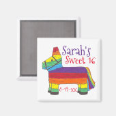 バースデーパーティーフェイスレインボードンキーアニマルピニャータ マグネット (正面/裏面)