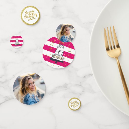 バースデーパーティーフォトピンク金ゴールドグリッターフェスティバル コンフェッティ (グループ)