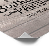 バースデーパーティーフラワーズウッドストリングライトウェルカム ポスター (角)