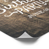 バースデーパーティーフラワーズウッドストリングライトウェルカム ポスター (角)