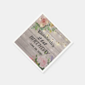 バースデーパーティーフラワーズ素朴ウッドストリングライト スタンダードカクテルナプキン (角)