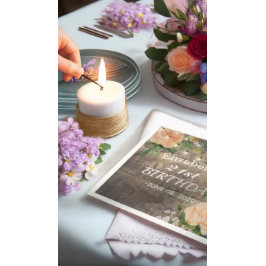 バースデーパーティーフラワーズ素朴ウッドストリングライト スタンダードカクテルナプキン