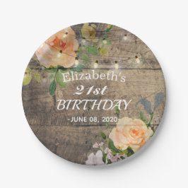 バースデーパーティーフラワーズ素朴ウッドストリングライト ペーパープレート