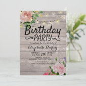 バースデーパーティーフラワーズ素朴ウッドストリングライト 招待状 (スタンド正面)
