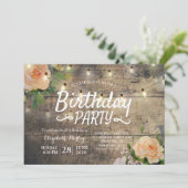 バースデーパーティーフラワーズ素朴ウッドストリングライト 招待状 (スタンド正面)