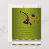 バースデーパーティーフローラグリーンホワイトブラック金ゴールド 招待状 (裏面)