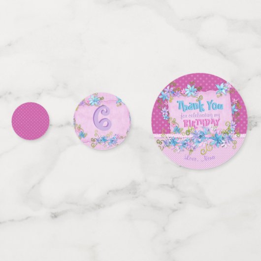 バースデーパーティーフローラピンク水玉模様 コンフェッティ